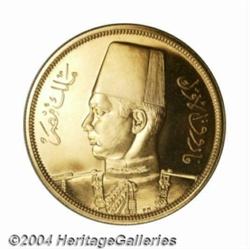 Kingdom. Farouk gold 500 Piastres 1938, KM373,