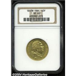 Louis XVIII gold 40 Francs 1817A, KM713.1,