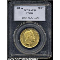 Napoleon III gold 50 Francs 1866-A, KM 804.1,