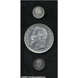 Choice Silver Trio, 5 Francs 1868A KM799.1,
