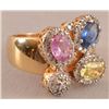 Image 1 : 14kt Gold Multi Colored Sapphire Diamond Ring