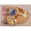 Image 2 : 14kt Gold Multi Colored Sapphire Diamond Ring