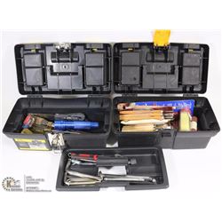 LOT OF 2 MINI STANLEY TOOL BOXES WITH CONTENTS