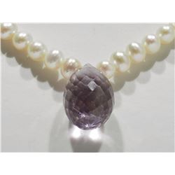 #59-AMETHYST DROP AND FRESHWATER PEARL