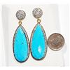 Image 2 : #66-STERLING SILVER GOLD PLATED CREATED TURQUOISE