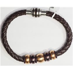 #72-STAINLESS STEEL LEATHER BRACELET WITH BEADS