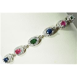 #89-STERLING SILVER ENHANCED RUBY, SAPPHIRE