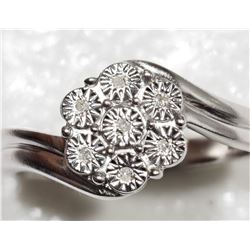 #94-STERLING SILVER 7 DIAMOND RING