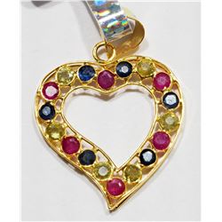 #97-18K YELLOW GOLD FANCY COLOR SAPPHIRE AND