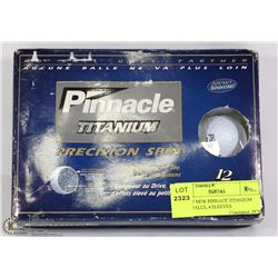 BOX OF NEW PINNACLE TITANIUM GOLF BALLS, 4 SLEEVES