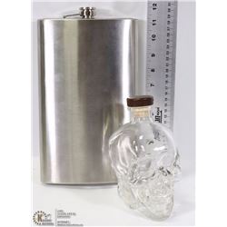 EXTRA LARGE ENGRAVE ABLE FLASK AND SKULL BOTTLE