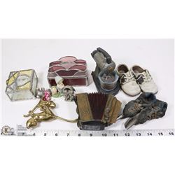 LOT OF ESTATE COLLECTIBLES INCLUDING STAINED GLASS