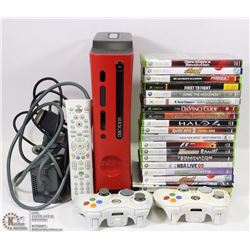 WORKING RARE 'RED' XBOX 360 WITH 2 CONTROLLERS