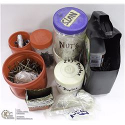 BOX OF ASSORTED  HARDWARE INCL VINTAGE NAILS