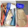 Image 1 : BOX OF ASSORTED HARDWARE ,TOOL BELT AND MORE