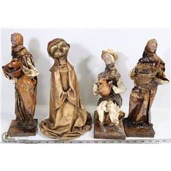 LOT OF 4 PAPER MACHE DOLLS