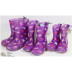THREE KIDS LIGHT UP RAIN BOOTS