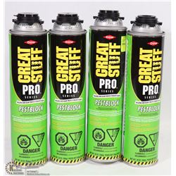 LOT OF 4 GREAT STUFF PESTBLOCK INSULATING FOAM