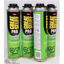 LOT OF 4 GREAT STUFF PESTBLOCK INSULATING FOAM