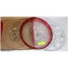 Image 1 : 3 PLATTERS INCLUDING CRANBERRY GLASS