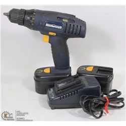 MASTERCRAFT 12 VOLT CORDLESS DRILL W/ 2 BATTERIES