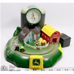 JOHN DEERE FARM SCENE ALARM CLOCK WITH MOVING