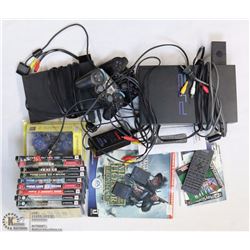 BOX WITH PLAYSTATION 2 WITH 3 CONTROLLERS,3 MEMORY