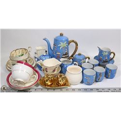 BOX OF MISC. CHINA INCL TEA SET MADE IN JAPAN