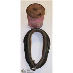 FLAT WITH ANTIQUE HORSE COLLAR AND JERRY CAN