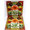 Image 1 : 2-ESTATE PAINTED GLASS PICTURES - FLOWERS