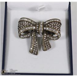 BOW TIE ENAMEL & RHINESTONE BROOCH