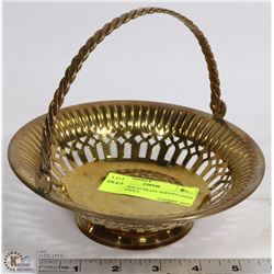 ESTATE SOLID BRASS SERVING DISH WITH HANDLE