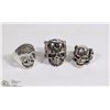 Image 1 : LOT OF 3 MENS SKULL FASHION RINGS ALL SIZE 10