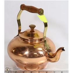 VINTAGE COPPER TEA KETTLE POT MADE IN PORTUGAL,