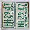 Image 1 : LOT OF 2 1867-1967 ALBERTA LICENSE PLATES
