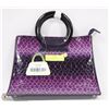 Image 1 : PURPLE SNAKESKIN STYLE CLUTCH WITH SHOULDER STRAP