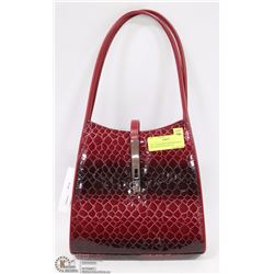 RED SNAKESKIN STYLE HANDBAG 2IN1 WITH STRAIGHT