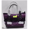 Image 1 : PURPLE SNAKESKIN STYLE HANDBAG SIDE BUCKLES