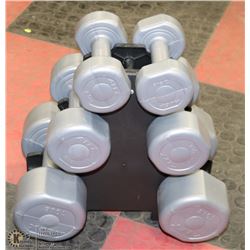 SET OF 6 DUMBBELLS - 10LB, 5LB, 2.5LB ON