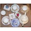 Image 1 : FLAT WITH ROYAL DAULTON TEAPOT, CHINA CUPS & MORE