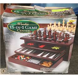 NEW WOODEN 15-1 GAME CENTRE SET