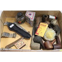 ESTATE FLAT OF VINTAGE PIPES & STRAIGHT RAZOR