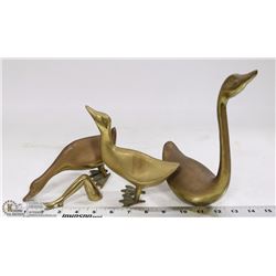 3 BRASS GEESE WITH BRASS LEG BOTTLE OPENER