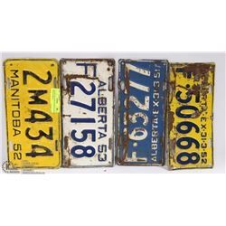 LOT OF FOUR 1950S LICENSE PLATES FROM VARIOUS