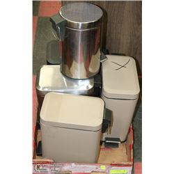 FLAT OF 5 SMALL GARBAGE CANS