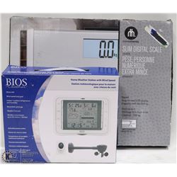 HOMETRENDS SLIM DIGITAL SCALE W/ BIOS HOME WEATHER