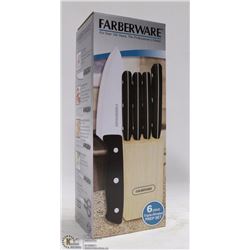 NEW FARBERWARE 6PC KNIFE SET IN BLOCK