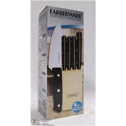 NEW FARBERWARE 6PC KNIFE SET IN BLOCK
