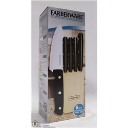 NEW FARBERWARE 6PC KNIFE SET IN BLOCK