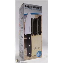 NEW FARBERWARE 6PC KNIFE SET IN BLOCK